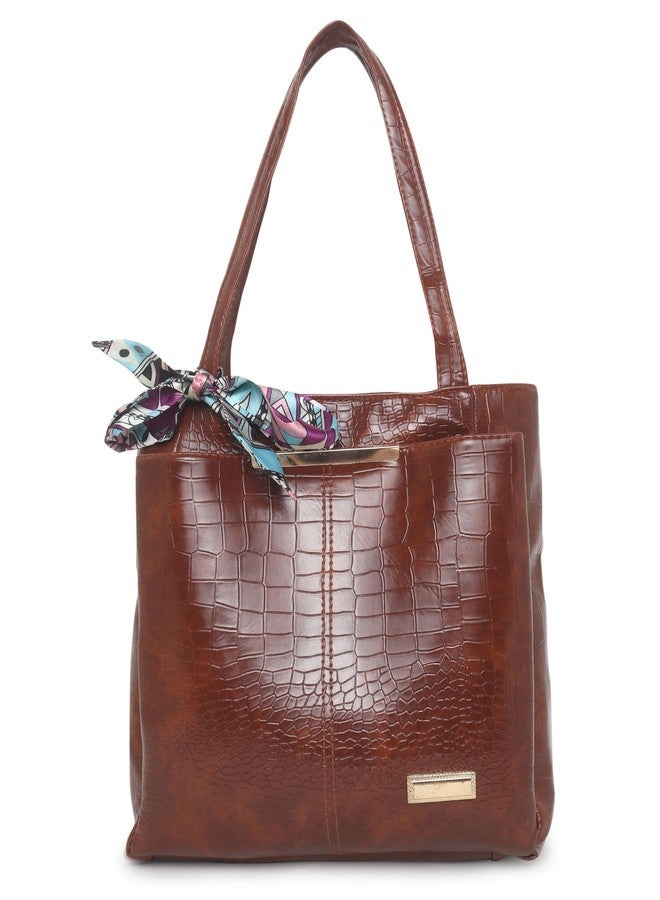 Dcozi Stylish and Fashionable PU Leather Handbag For Women & Girls (Shine Brown) - Image 1